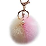 Tenworld Artificial Rabbit Fur Keychain Ball Pom Pom Key Chain for Womens Bag or Cellphone or Car Pendant