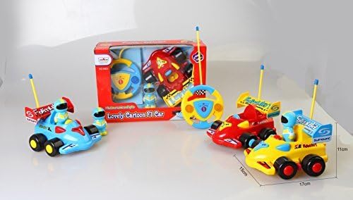 Emoreful Toys Cartoon R/C Construction Cement Mixer Truck Radio Control Toy for Toddlers Cartoon R/C Formula Race Car 2CH Radio Control Toy for Toddlers Blue