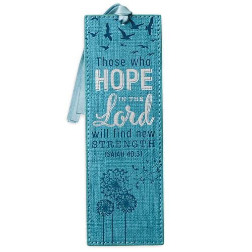 Christian Art Gifts Teal Faux Leather Bookmark | Hope In The Lord - Isaiah 40:3…