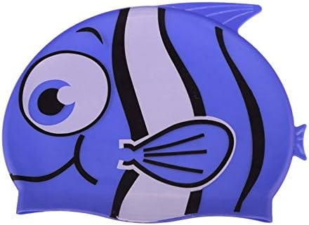 Children Cartoon Swimming Cap Silicon Diving Waterproof Cartoon Swimming Cap Blue