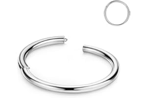 316l Surgical Steel Hinged Nose Rings Hoop 20G 18G 16G 14G 12G 10G, Diameter 5mm to 16mm, Color Gold - Rose Gold - Silver - B