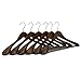 JS HANGER Wooden Suit Hangers, 6 Pack Extra-Wide Shoulder Wood Coat Hangers with Non Slip Pant Bar, Extra Smooth and Splinter Free Retro Finish