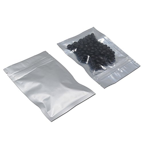 100 Pack - Multi Colors Clear Front 3.9mil Mylar Ziplock Heat Seal Bag Aluminum Foil Smell Proof Pouch Long Term Food Storage Bag Resealable Zipper Soap Cosmetic Sample 2.9"x3.9" (Silver)
