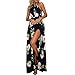 CHUIZI Women's Sexy Halter Neck Floral Print Backless Split Beach Maxi Dress