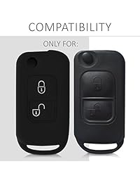 Kwmobile Car Key Cover para Mercedes Benz - Funda protectora de silicona para Fob para Mercedes-Benz 2 Button Flip Key - Negro