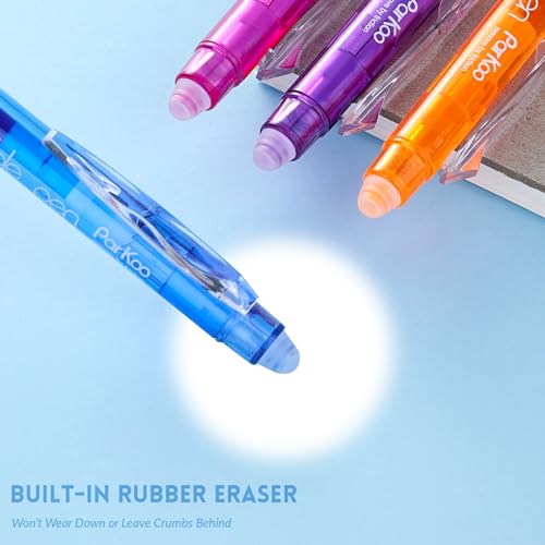 ParKoo Retractable Erasable Gel Pens Clicker, Fine Point 0.7mm