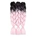 SONNET Kanekalon Ombre Braiding Hair 3bundles/lot 300g Synthetic Fiber HairBraid for Box Twist Braiding with 10pcs Free Decoration Dreadlock Deads (Black/L-Pink)
