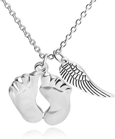 Girl Palace Cute Baby Feet Angel Wings Pendants Necklace Handmade Jewelry