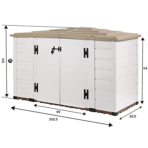 NOOR Mülltonnenbox Evo 200, 1930 L, 212 x 88 x 133 cm, Beige/Taupe I Moderne Gartenbox für Poolfilteranlagen I… – Bild 5