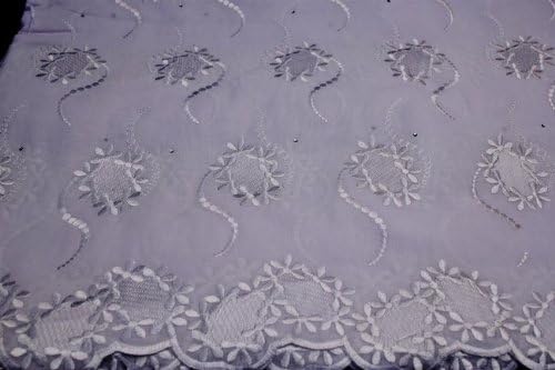 Whte,high Class Poly Cotton Embroidery Voile Lace Fabric in 10 Colors, Voile Textile