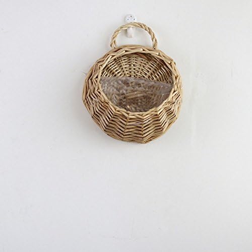 TEKEFT Artificial Hanging Wall Flower Basket for Home, Wedding, Restaurant and Office Decoration Arrangement (SMALL, Beige)
