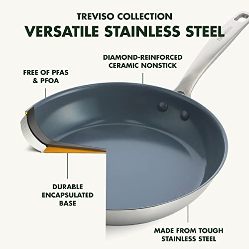 GreenPan Treviso Stainless Steel Healthy Ceramic Nonstick, 12" Frying