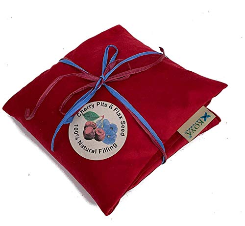 KOYA Naturals Soft Velvet Flax Seed, Lavender & Cherry Pit/Stone Pillow Heating Pad Microwavable - Moist Heat Pack Pad for Neck, Muscles, Joints, Stomach Pain, Menstrual Cramps (Red) - Thumbnail 4
