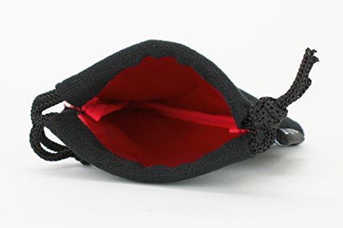 Easy Roller Dice Small Velvet Doublestitched Snagproof Satin Lining Dice Bag, Holds Upto 21 Dice, 375Inchby4Inch, Red Interior With Black Exterior