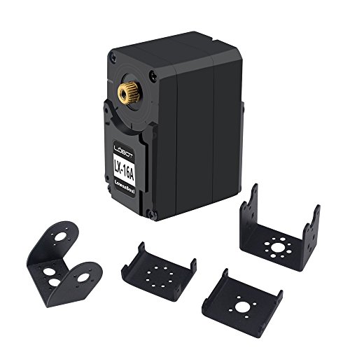 LewanSoul LX-16A Full Metal Gear Serial Bus Servo with 17kg High Torque, Real-Time Feedback, Dual Ball Bearing for RC Robot Arm(240 Degree) (LX-16A with Brackets)