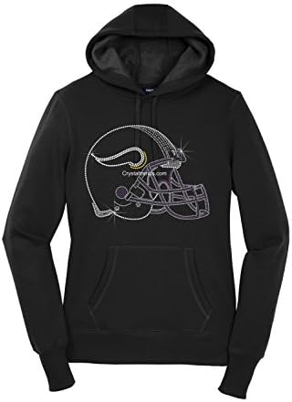 Personalize bling rhinestone ''Vikings Helmet" Sport-Tek Ladies Pullover Hooded Sweatshirt.ndk2233