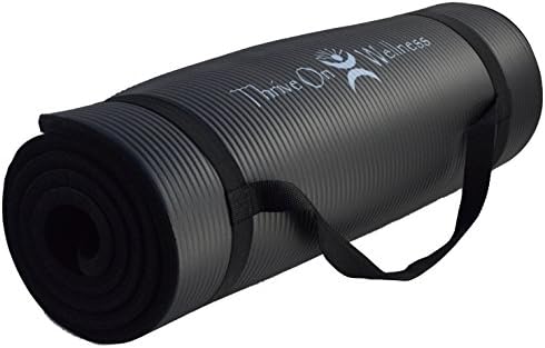 Thrive On Wellness Thick Exercise Mat with Carry Strap - Best Comfort on Hips, Knees, Spine and Joints, 72" x 24" x 1/2" Extra Long Yoga Mats for P90X, Pilates, Yoga, Strength and Stretch Workouts