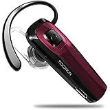 TOORUN M26 Bluetooth Headset V4.1 Bluetooth Earpiece with Voice Reminder and Noise Cancelling Mic for iPhone X 8 7 Plus 6s 5s iPad Samsung Galaxy S7 Edge S6 S5 Note5 LG G5 V10 Motorola HTC Android-Red