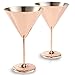 VonShef Large Copper Martini Cocktail Glasses Set, Stainless Steel, Set of 2