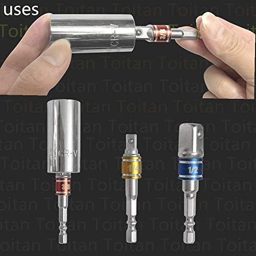 image for Toitan Drill Socket Adapter for Impact Driver with Hex Shank to Square