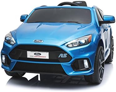 Electric Ride on Car Ford Focus RS, Blue Paint, Original Licenced, Battery Powered, Opening Doors, Leather Seat, 2x Engine, 12 V Battery, 2.4 Ghz remote control, Soft EVA wheels, Smooth start
