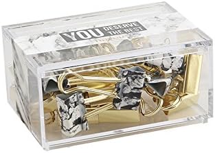 MEITAN Marble White and Gold Binder Clips, Small Size 3/4" Width and Medium Size 1" Width, 25 Clips/ 12 Clips in a Box (1" (25mm))