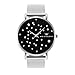 WRISTOLOGY Stella Womens Watch Silver Black Midnight Crystal Boyfriend Ladies Metal Mesh Strap Band