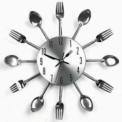 3D Home Decor Quartz DIY Wall Clock Cutlery Clocks Horloge Watch Living Room Metal Acrylic Mirror Kitchen 12 Inch