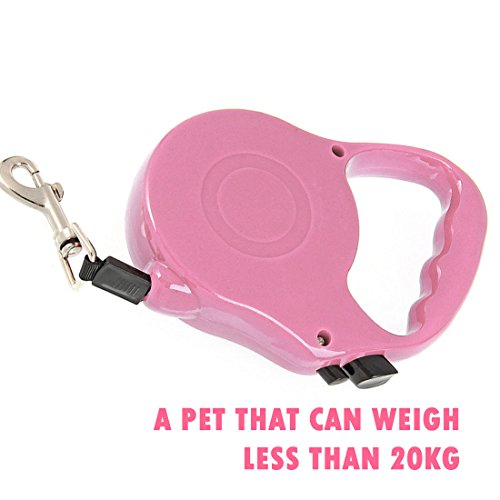 3M Retractable Pet Cat Puppy Dogs Leash Extending Puppy Walking Leads Pink