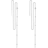 SLUYNZ 925 Sterling Silver Star Long Dangle Earrings Chain for Women Teens Line Dangle Earrings Tassel Threader Chain