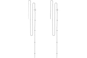 SLUYNZ 925 Sterling Silver Star Long Dangle Earrings Chain for Women Teens Line Dangle Earrings Tassel Threader Chain