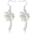 MANZHEN Crystal Beach Palm Tree Dangle Earrings Tropical Jewelry for Women