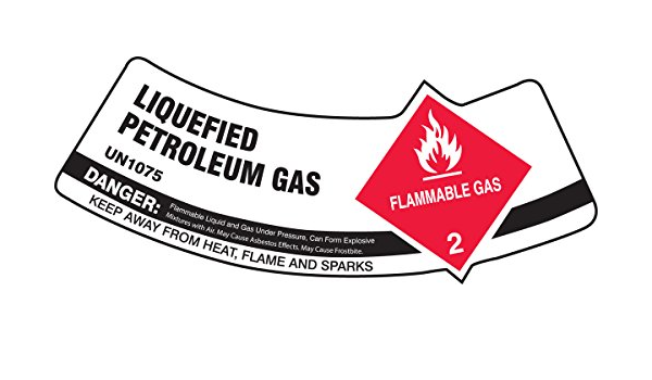 Accuform Signs Mcslper Adhesive Vinyl Cylinder Shoulder Label, Legend "Liquefied Petroleum Gas - Un1075 - Flammable Gas 2", 2" Length X 5-1/4" Width X 0.004" Thickness, Red/Black/White (846642051556)