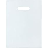 Infinite Pack 100 Clear Plastic Merchandise Bags with Handles 12"x15" | 1.25Mil Thick Glossy Retail Shopping Bags for Small Business Boutique Bag Clear Gift Bags for Shopping, Clothing and Trade Show