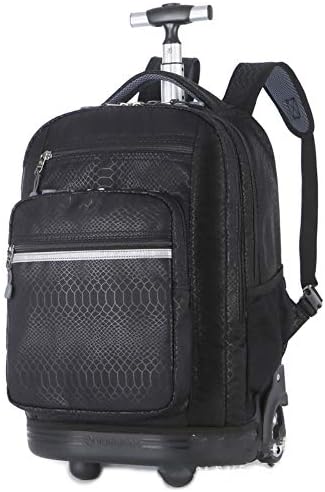 CGGDP 19 inches Wheeled Rolling Backpack, Rolling Bookbag for Boys and Girls Laptop Travel Trolley Bag for Adults and College,Black