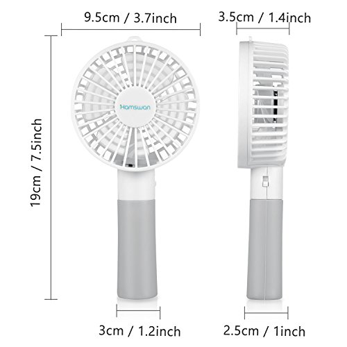 Mini Handheld Fan, HAMSWAN Portable Fan, Desk Fan, Personal Mini USB Fan, USB Rechargeable Battery Operated Fan -White - Thumbnail 3