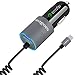 Meagoes Dual Quick Charge 3.0 Type C Car Charger Adapter Compatible Samsung Note 9/8, Galaxy S9/S9+/S8 Plus, LG V35/G7 ThinQ/V30, HTC U12+/U11, Moto Z3/Z2 Play/Z Droid, with Built-in Coiled USB C Cord