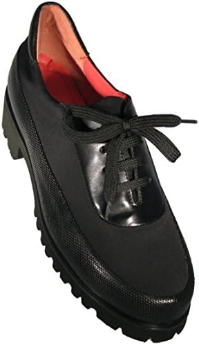 Pas De Rouge Women's 'Marta' Black Leather and Microfiber Oxford