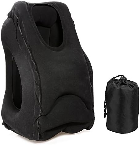 Inflatable Travel Pillow,TUPELO Soft Flight Sleep And Soft Fabric Pillow Airplane Neck Pillow And Sleep For Airplane,Home,School ,Trans,Cars And Office.(black)