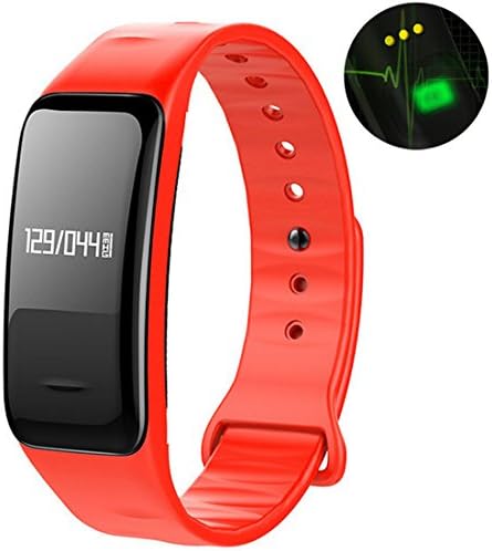 Igrosso Smart Heart Rate Monitor Watch Intelligent Dynamic Blood Oxygen Blood Pressure Minitoring Smart Bracelet Wristband Activity Tracker Pedometor Fitness Tracker for Android IOS (Red)