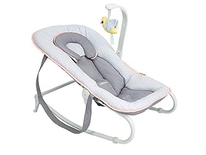 Babymoov A012432 Babywippe Graphik apricot, 5-fach verstellbare Rückenlehne, abnehmbarer Spielbogen, mehrfarbig