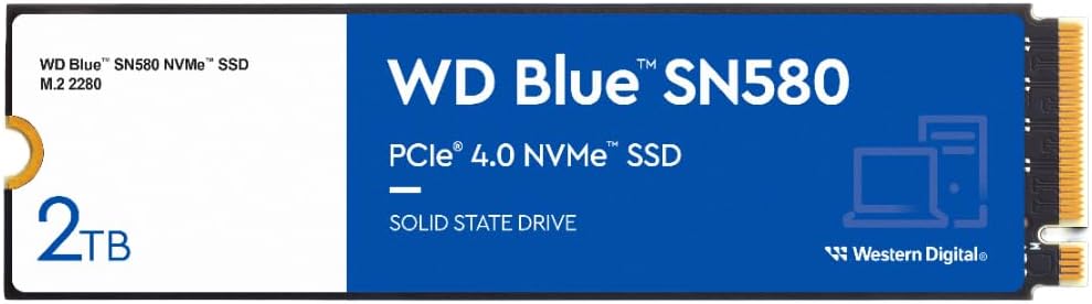 WD Blue SN580 2TB NVMe M.2 2280 PCIe Gen3 SSD up to 4150 MB/s read