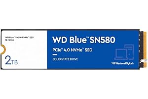 Western Digital 2TB WD Blue SN580 NVMe Internal Solid State Drive SSD - Gen4 x4 PCIe 16Gb/s, M.2 2280, Up to 4,150 MB/s - WDS