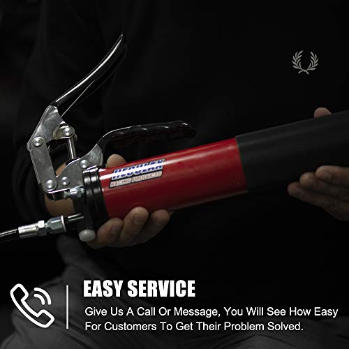 AcPulse HECULAX Grease Gun,7000PSI Heavy Duty Deluxe Pistol Grease Gun with 18" Flex Hose,Easy Operation - Thumbnail 7