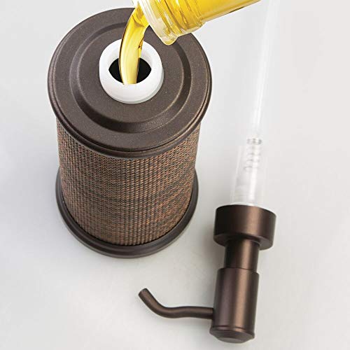 mDesign Bath Accessory Set, Soap Dispenser Pump, Toothbrush Holder, Tumbler - 3 Pieces, Bronze