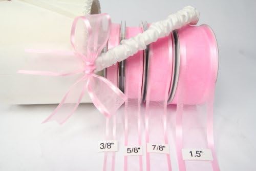 AmoreCreationsPink Organza Ribbon With Satin Edge-25 Yards X 5/8 Inches