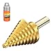 Drillpro Titanium Step Drill Bit Cone Drill Bits, High Speed Steel 10 Steps 1/4” to 1-3/8”