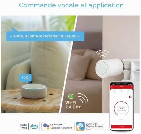 -Thermostat Pack Duo têtes pour radiateur + capteur Portable, Valve thermostatique, contrôle app et Voix,Modes Manuel/Automatique, détection de fenêtres. Nécessite HUB/Bridge ZigBee 3.0