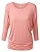 URBANCLEO Womens Dolman Top 3/4 Sleeves Boat Neck Tee (Plus Size Available)