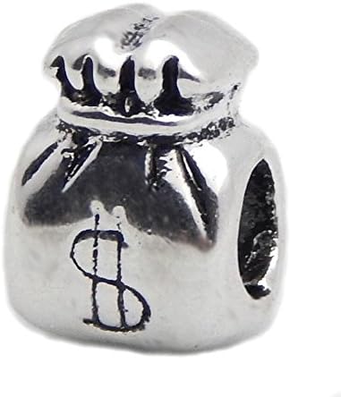 Cherityne $ Money Bag Fit Pandora Charms Silver Plated Bead
